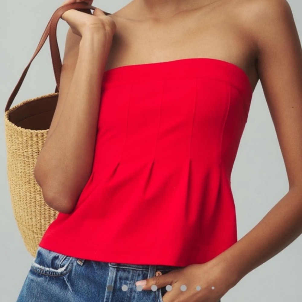 Anthropologie Maeve Red Strapless Blouse
